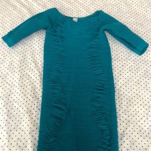 Teal color stretchy mini dress